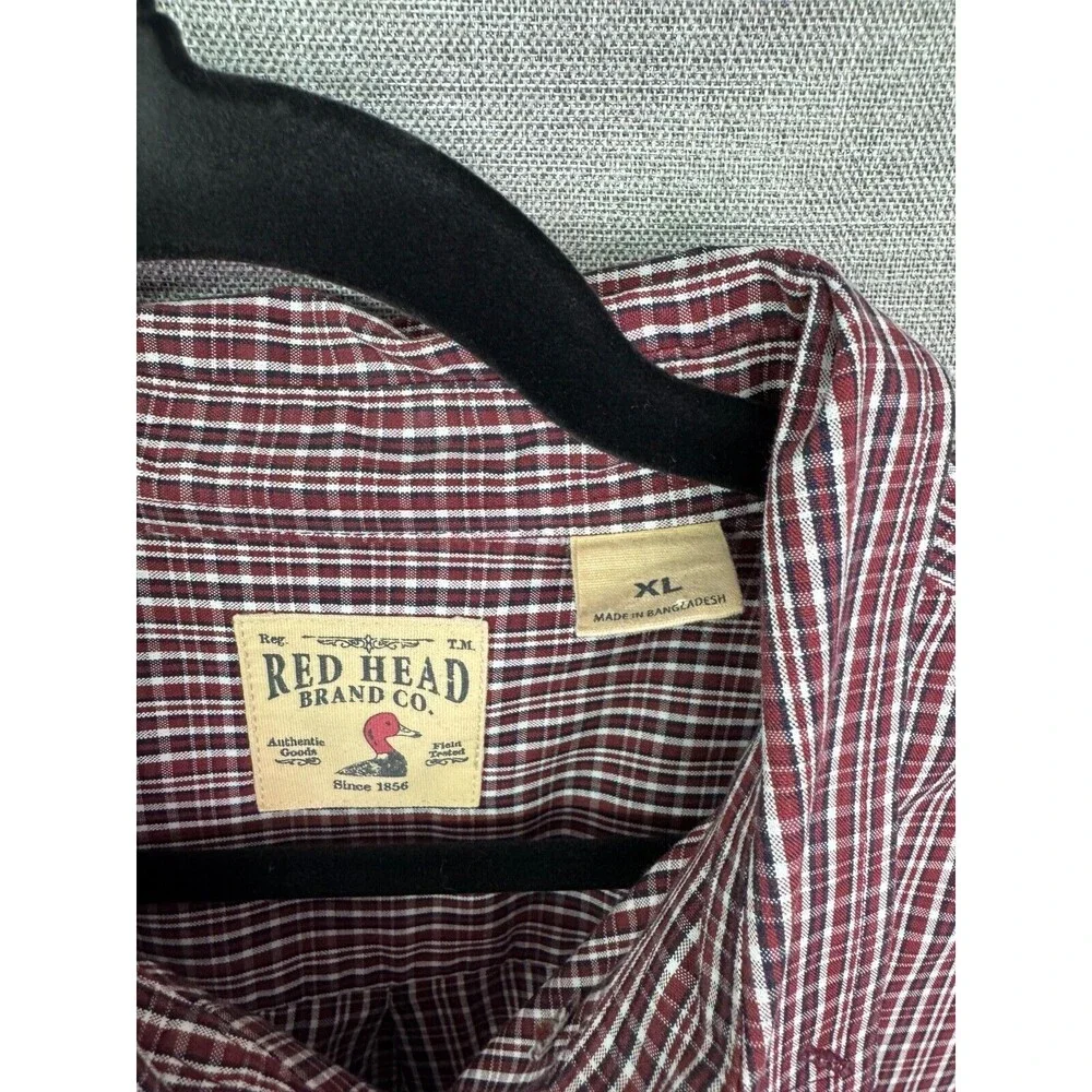 Red Head Men's Red Plaid Long Sleeve Button Down Shirt Size XL - Picture 2 of 6